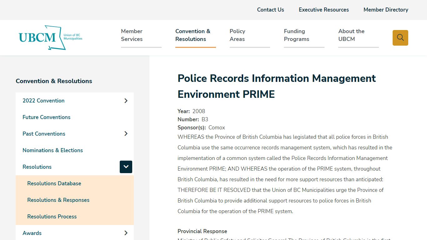 Police Records Information Management Environment PRIME | Union of BC ...